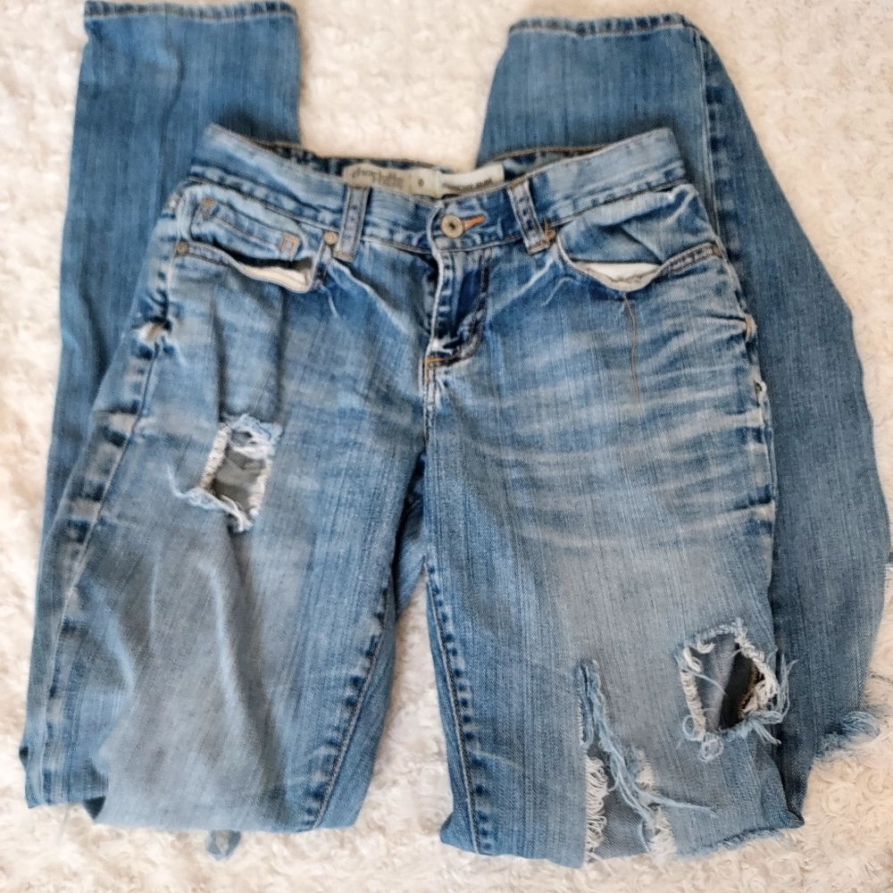 Charlotte Russe Slouchy Slim Super distressed jeans size 0 Grunge Relaxed